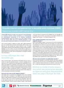 Enquête Internet européenne sur la sexualité entre hommes (EMIS)  : rapport pour le public LGBT no 2, juillet 2011